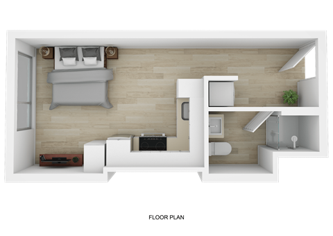 Floor plan for studio, 1 bath, 321 sqft